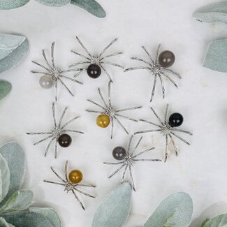 Agate Spiders - 2" Mini Spheres Orbs Globes Figurine