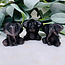 Silversheen Silver Sheen Obsidian Elephants - (Set of 3) Small 1.5" (Hear See Speak No Evil) Animal Figurine Carving