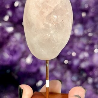 Rose Quartz Tumbled Free Form on Gold Pin Stand - 3.5" Home Decor