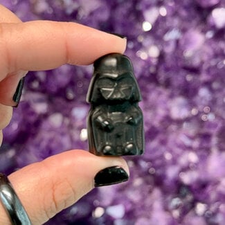 Black Obsidian Dark Force Fighter - Small 1-1.5" Figurine Carving