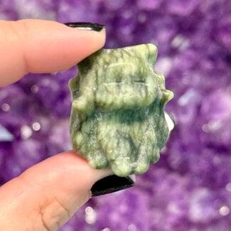 Green Jade 7 Seven Tailed Fox - Small 1" Animal Figurine Carving