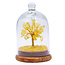 Citrine Bonsai Wishing Tree with Crystal Dome on Wood Base - 4-5" (Entire Piece) - Chips Gold Wire