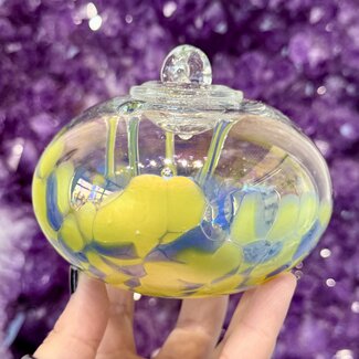 Aura Yellow and Blue Oval Specula Spirit Friendship Gazing Watch Wizard Kugel Witch Balls - Small 4"x 4"