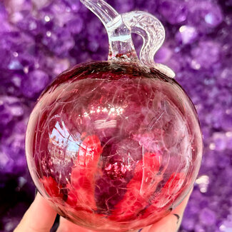 Pink with Leaf Crackled Specula Spirit Friendship Gazing Watch Wizard Kugel Witch Balls - Small 4"x 4"