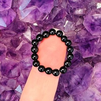 Black Obsidian Rings - Adjustable Beaded Stretch Gemstone