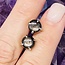 Black Hypersthene Earrings - Round Circle Studs Claw Prong Set Sterling Silver .925
