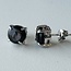 Black Hypersthene Earrings - Round Circle Studs Claw Prong Set Sterling Silver .925