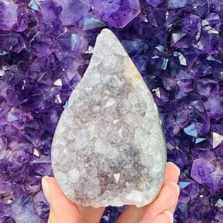 Agatized (Fossil) Amethyst Druzy Polished Free Forms Freeforms - Flames 3 - 4"