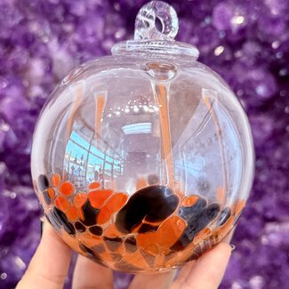 Orange and Black Specula Spirit Friendship Gazing Watch Wizard Kugel Witch Balls - Small 4"x 4"