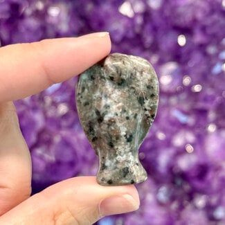 Yooperlite Michigan (Glowdalite Emberlite Flame Stone)  Angels - Small 1.5" Figurine Carving