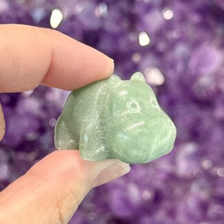 Green Aventurine Hippos - Small 1" Animal Figurine Carving