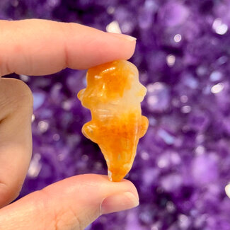 Golden Healer (Yellow Hematoid) Quartz Axolotl - Small 1.5" Animal Carving Figurine