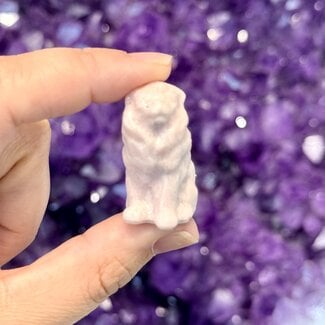 Pink Opal Sitting Lions - Small 1" Animal Carving Figurine