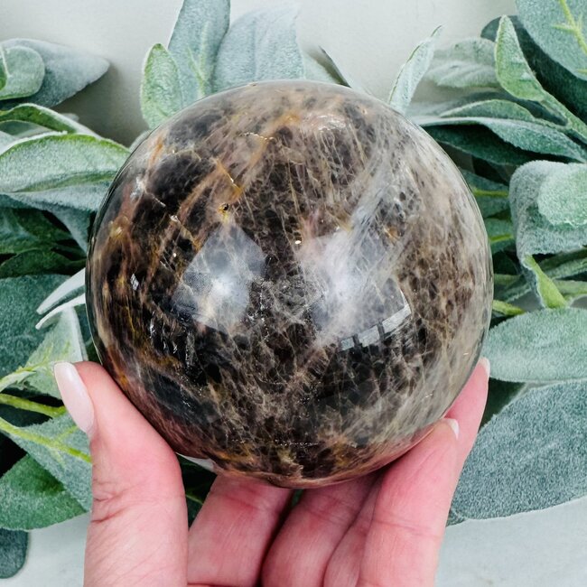 Black Moonstone Sphere Orb Globe - 75-80mm