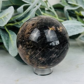 Black Moonstone Sphere Orb Globe - 75-80mm