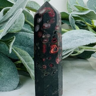 Black Plum Blossom Flower Jade Jasper Towers Generator Point - Medium 3-4"
