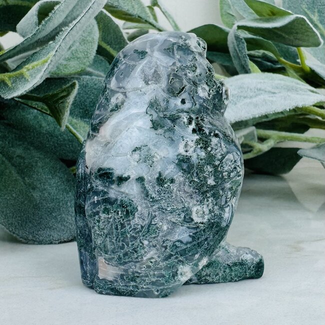 Moss Agate Owls - Large 3"