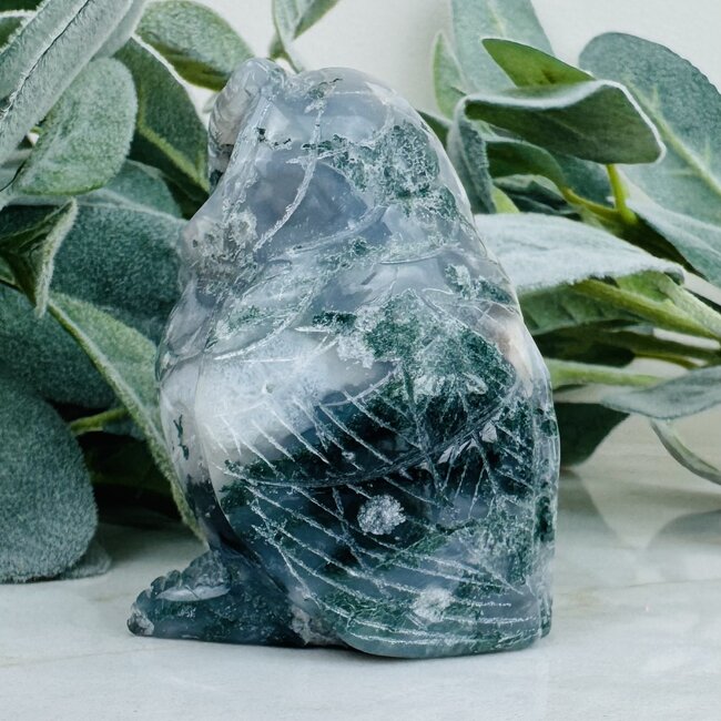 Moss Agate Owls - Large 3"