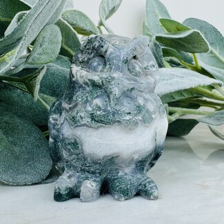 Moss Agate Owls - Large 3"