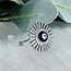 Evil Eye Rings - Adjustable Sunburst Star - Silver Plated Blue Eye