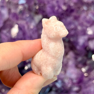 Pink Opal Llamas - Small 1" Animal Carving Figurine