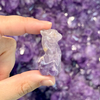 Chevron Amethyst Llamas - Small 1" Animal Carving Figurine