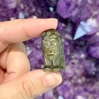 Goldsheen (Gold Sheen Golden) Obsidian Sitting Lions - Small 1" Animal Carving Figurine
