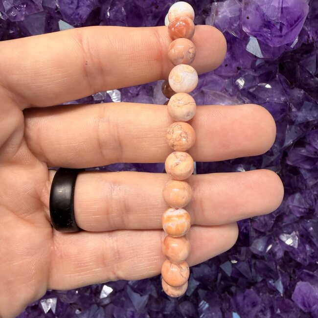 Pink (Cotton Candy) Agate Bracelets - 8mm