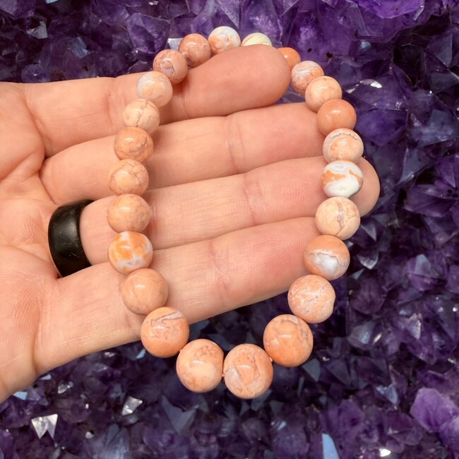 Pink (Cotton Candy) Agate Bracelets - 8mm