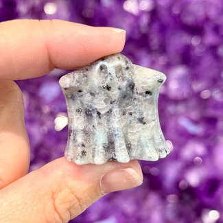 Kiwi Jasper (Amazon River Stone Sesame) Spooky Haunting Ghost -Small 1" Carving Figurine