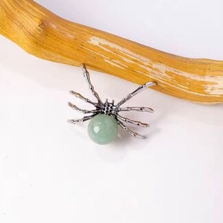 Green Aventurine Spiders - 2" Mini Spheres Orbs Globes Figurine