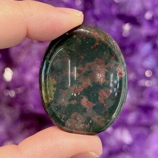 Bloodstone (Seftonite Septonite Setonite Heliotrope) Worry (Thumb Fidget Relaxation Pocket) Stones - Medium Oval
