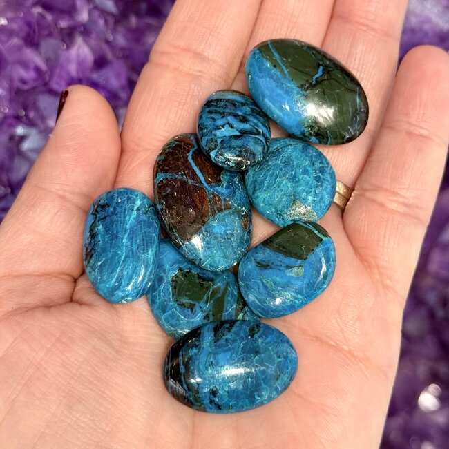 Peruvian Blue Opal Free Form Palm Stones (AAA Grade)