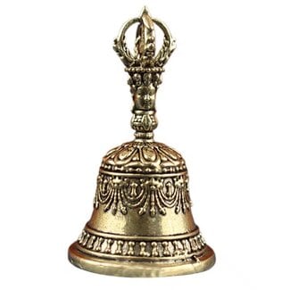 Brass Altar Bells Chimes - Deco 2" - Hand Call Tibetan Ritual Clearing Sacred - Vintage Look