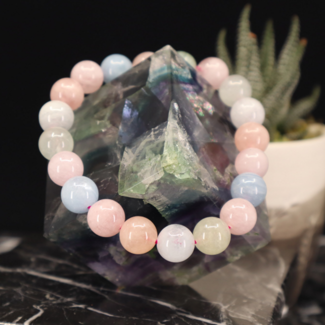 Mixed Pastel Morganite Bracelets - 7-8mm Multi Colored
