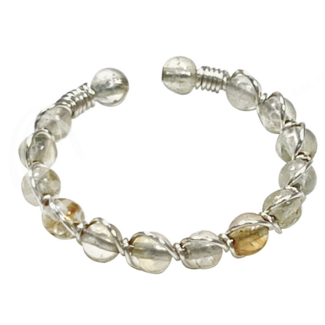 Citrine Rings - Adjustable Wire Wrapped Beaded Gemstone
