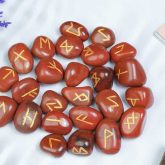 Red Jasper Runes Set - Divination Tool Elder Futhark Casting Nordic Set