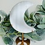 Selenite (Satin Spar Gypsum) Crescent Moon on Gold Stand Pin - 9" Large