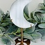 Selenite (Satin Spar Gypsum) Crescent Moon on Gold Stand Pin - 9" Large