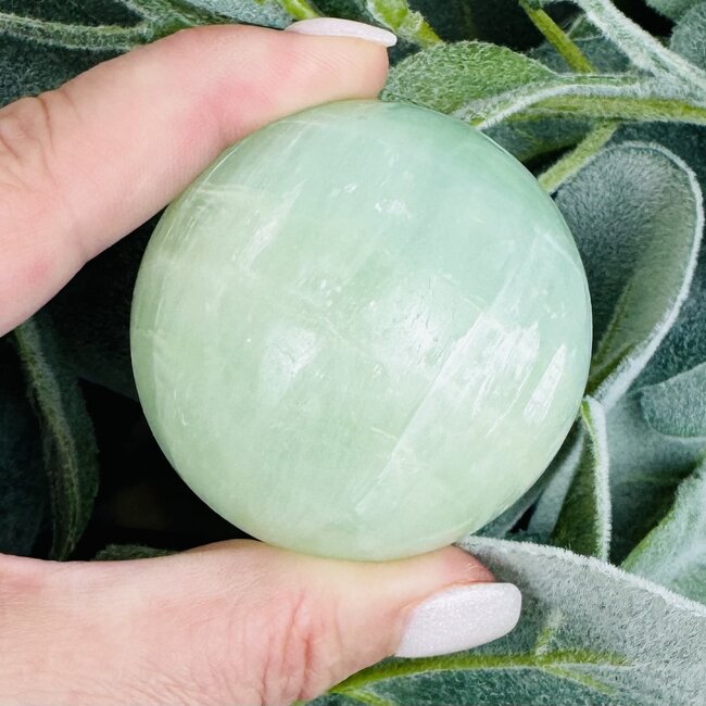 Green Calcite Spheres Orb Globe - 50-55mm