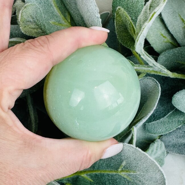 Green Calcite Spheres Orb Globe - 55-60mm
