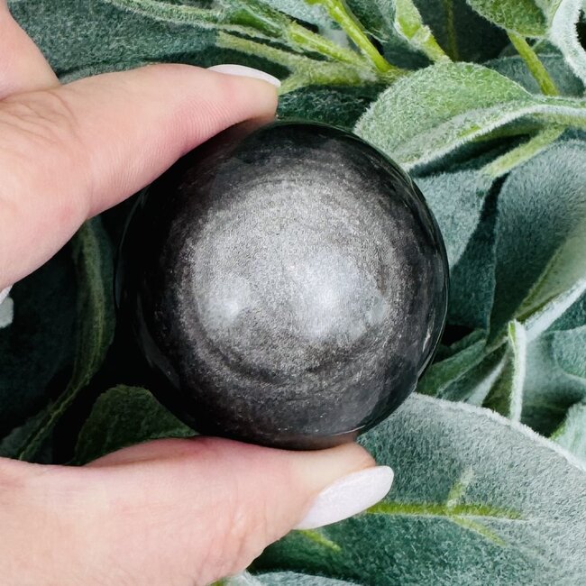 Silversheen (Silver Sheen) Obsidian Spheres Orb Globe - 45-50mm