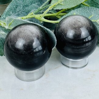 Silversheen (Silver Sheen) Obsidian Spheres Orb Globe - 45-50mm