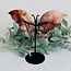 Fire & Golden (Red Yellow Hematoid) Quartz Butterfly Angel Wings on Black Pin Stand - 9.5" Large Animal Figurine Butterflies