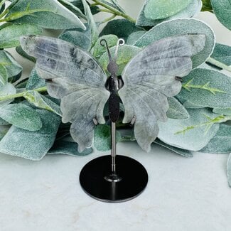 Labradorite Butterfly Angel Wings on Dark Silver Pin - 5" Medium Home Decor Butterflies