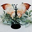 Fire (Red Hematoid) Quartz Butterfly Angel Wings on Black Pin Stand - 9.5" Large Animal Figurine Butterflies