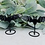 Black Obsidian Bats on Black Stand Pin - 3"x4" Carving Figurine