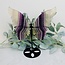 Rainbow & Yellow Fluorite Butterfly Angel Wings on Black Stand Pin - 10" Large Animal Carving