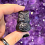 Silversheen (Silver Sheen) Obsidian Owl on Pumpkin - 1" Small Figurine Animal Carving Statue