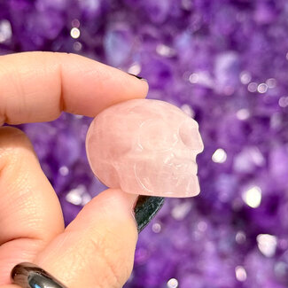 Rose Quartz Skull - Small 1.25" Carvings Figurines